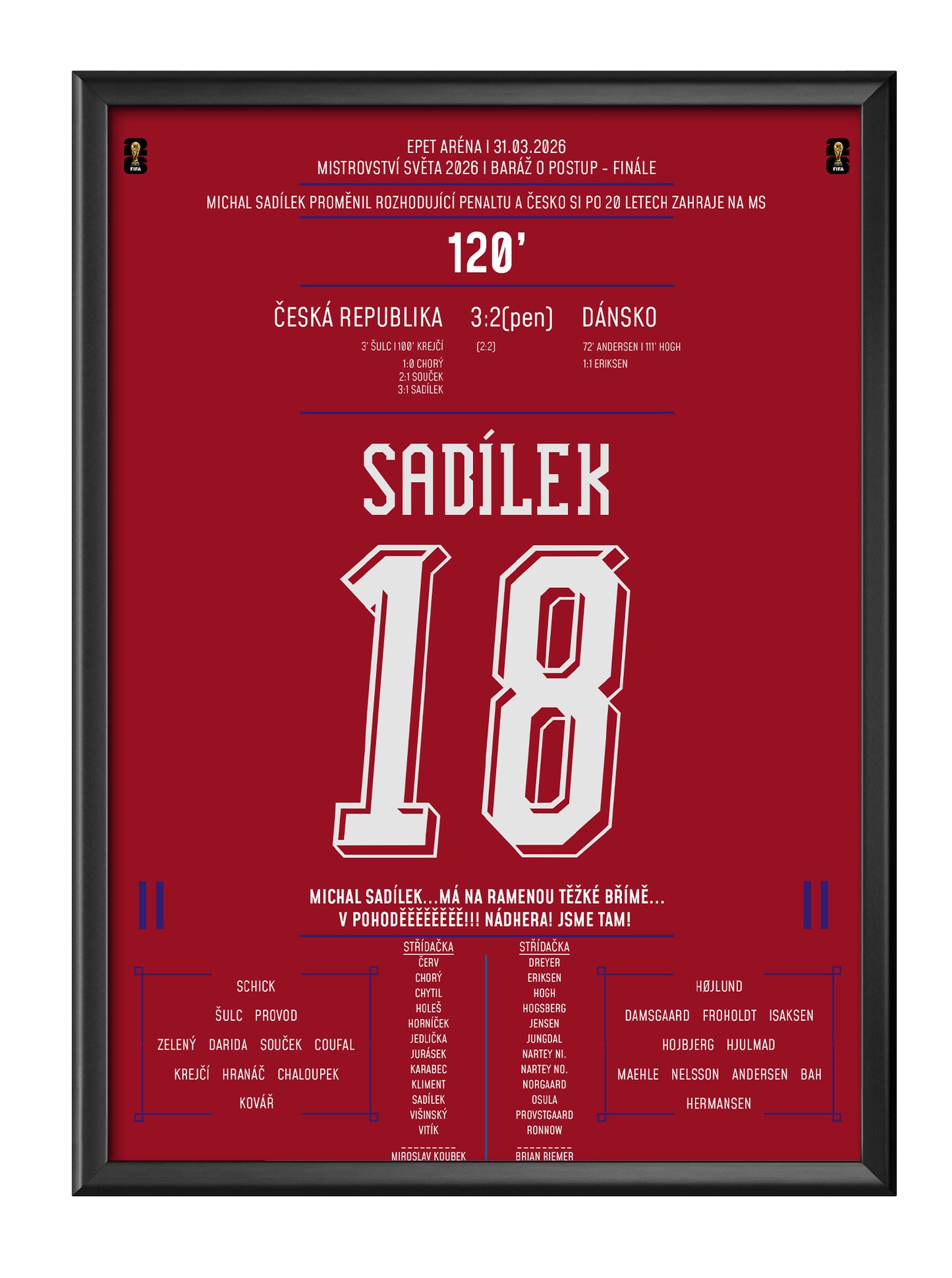 Michal Sadílek proměnil rozhodující penaltu v rozstřelu a poslal nás na MS!