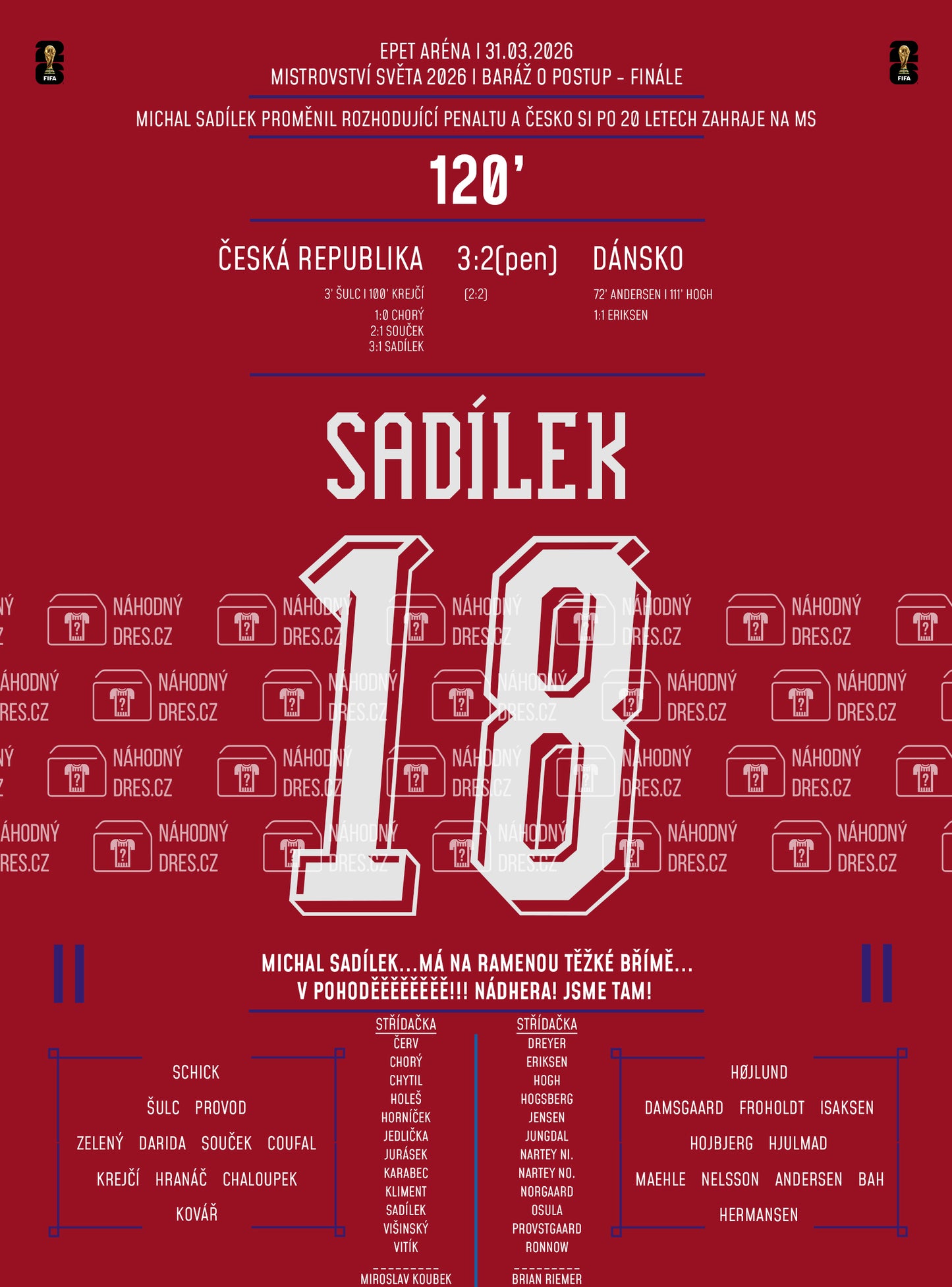 Michal Sadílek proměnil rozhodující penaltu v rozstřelu a poslal nás na MS!